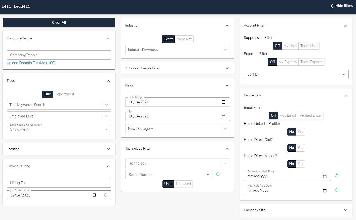 Lead411 screenshot - ZoomInfo competitor